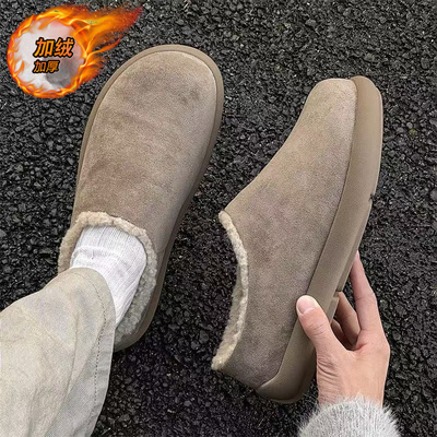 棉拖鞋男款冬季加绒加厚勃肯鞋保暖棉鞋外穿防水防滑一脚蹬穆勒鞋