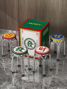 不锈钢国风创意文字圆凳家财餐厅火锅店中式港式餐厅板凳