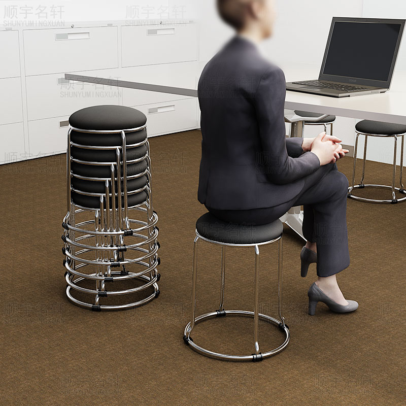 顺宇名轩可叠放商务黑色办公凳子
