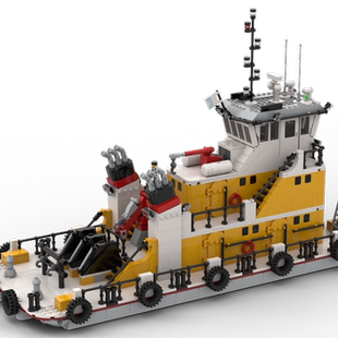 MOC拖船运输船大型舰艇巨型高难度拼图组装成人军舰型积木舰艇