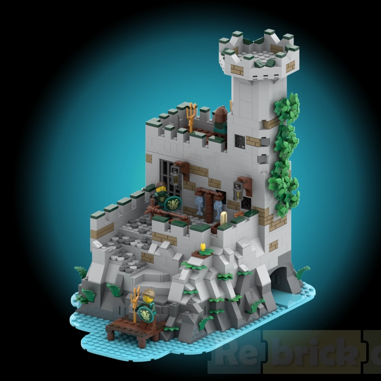 MOC监狱岛前哨站建筑形房子形高颜值巨型大型高难度拼图成人积木