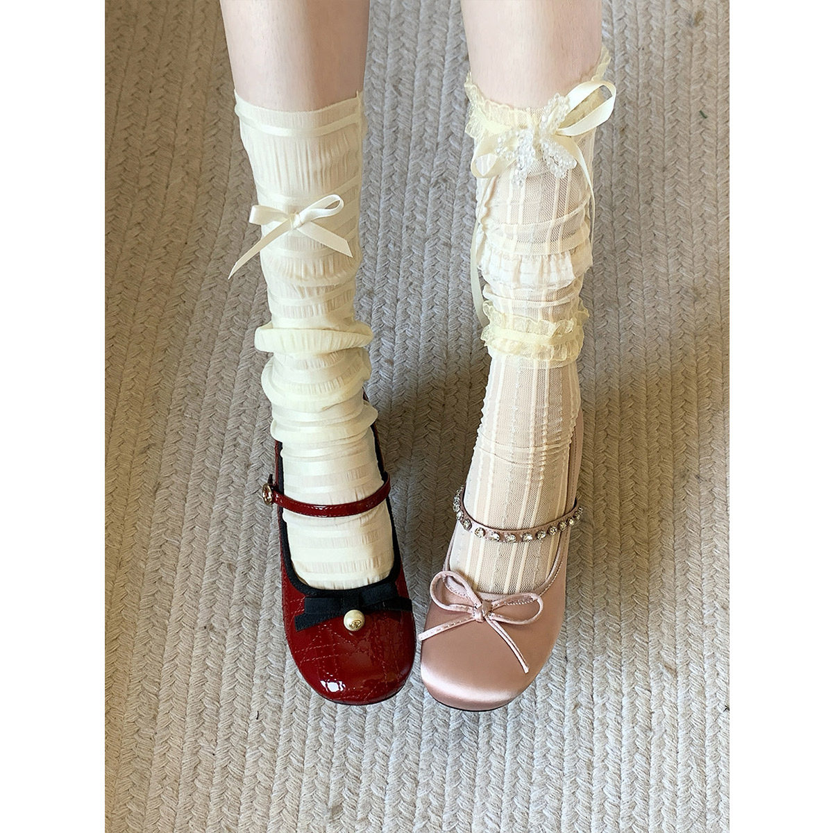 Miaolv College甜美风玛丽珍鞋女蝴蝶结中粗跟一字带扣芭蕾风单鞋,女鞋,玛丽珍鞋,淘宝优惠券,粉丝福利购,淘宝优惠卷