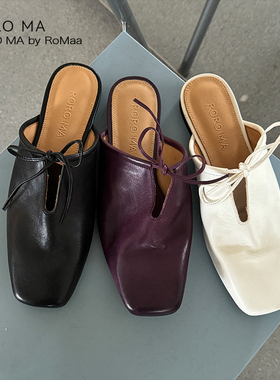 ROROMA 原创设计师臻选意大利进口水洗马皮FRENUM复古镂空半拖
