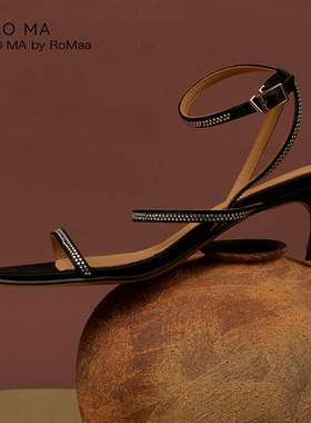 RORO MA 原创设计师极简主义线条感真丝CRYSTAL交织凉鞋