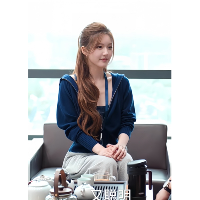 许我耀眼许妍赵露思同款藏青色卫衣短外套休闲松弛感拉链上衣开衫