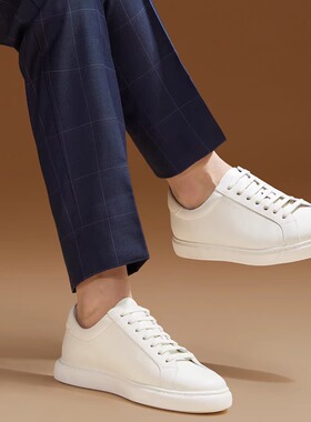 男款小白鞋真皮运动男士休闲 皮鞋商务西装白色板鞋夏季