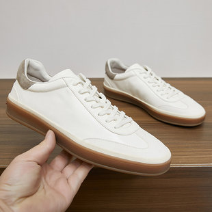 休闲 L46P男鞋 运动拼色板鞋 德训皮鞋 厚底 春秋新款 平底单鞋 小白鞋
