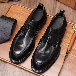 轻奢高端真皮底皮鞋男士夏季透气软底软皮纯牛皮商务正装休闲皮鞋