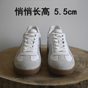 内增高鞋男5.5cm隐形新款高端休闲小白鞋男士皮面软底板鞋德训鞋