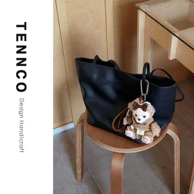 TENNCO韩系小众款头层羊皮水桶包秋冬通勤百搭子母袋单肩手提包包