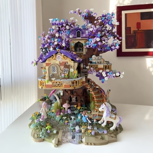 2025新款精灵树屋积木适用乐高高难度巨大型女生系列模型摆件礼物