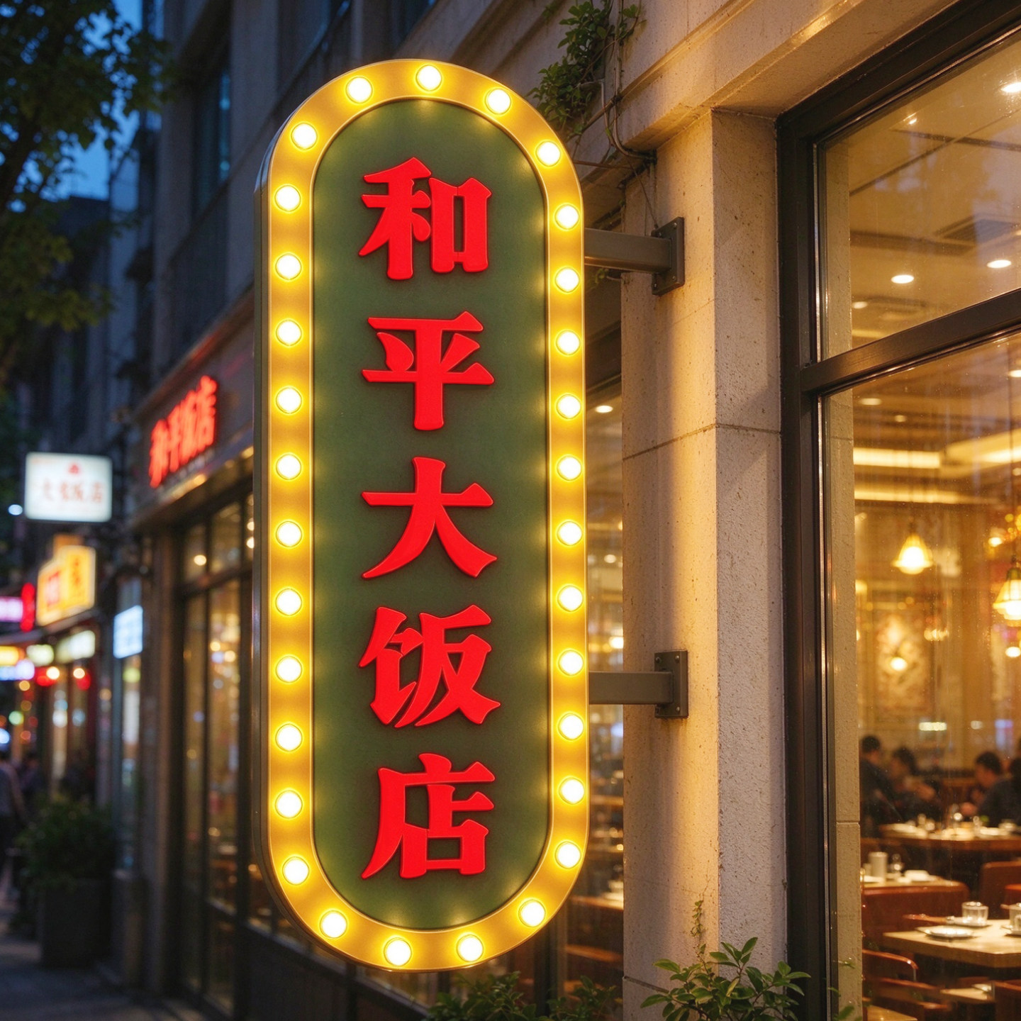 复古港式餐厅烧烤店侧挂灯箱定制广告牌迷你字灯泡字发光灯箱招牌