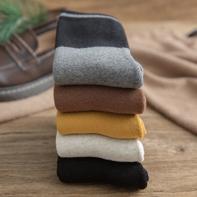 双装内里毛圈厚款拼色纯棉短袜