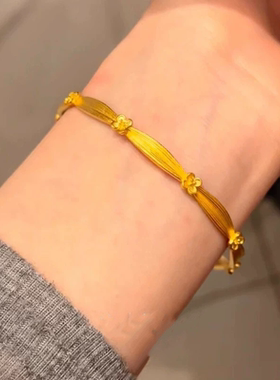 金桂拉丝国风手镯项链戒指套装