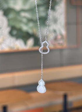 新中式镂空双福禄爆闪流苏锁骨链