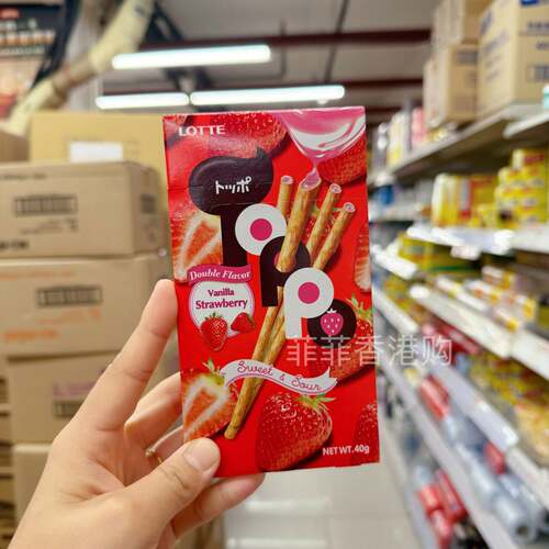 香港代购 泰国进口 LOTTE/乐天 TOPPO草莓味巧克力饼干条40g