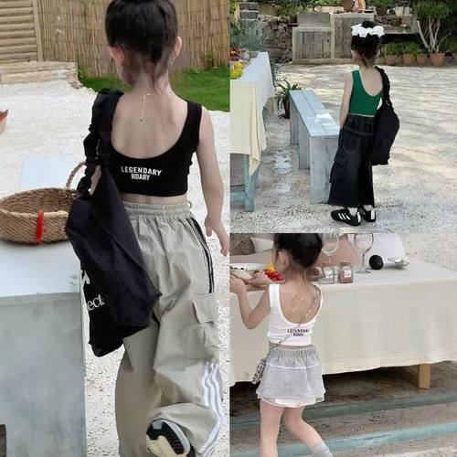 女童露背短背心女宝宝洋气吊带衫