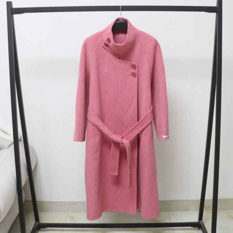 欧洲站双面羊毛大衣女羊毛立领中长款过膝系带宽松外套2025,女装/女士精品,毛呢外套,淘宝优惠券,粉丝福利购,淘宝优惠卷