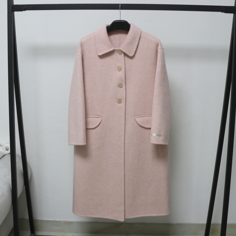 娃娃领双面羊毛大衣女中长款2025秋冬新款粉紫色单排扣羊毛呢外套,女装/女士精品,毛呢外套,淘宝优惠券,粉丝福利购,淘宝优惠卷
