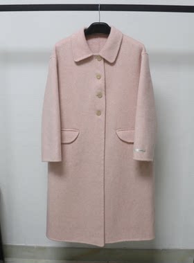 娃娃领双面羊毛大衣女中长款