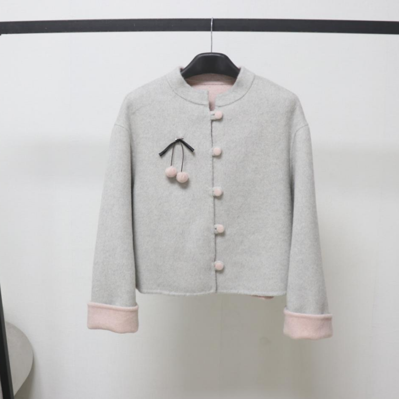 新中式国风撞色双面羊毛外套女短秋冬新款款羊毛呢大衣2025,女装/女士精品,毛呢外套,淘宝优惠券,粉丝福利购,淘宝优惠卷