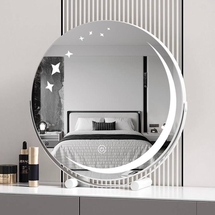 LED化妆镜台式桌面大号旋转镜补光宿舍卧室家用轻奢梳妆镜美妆镜