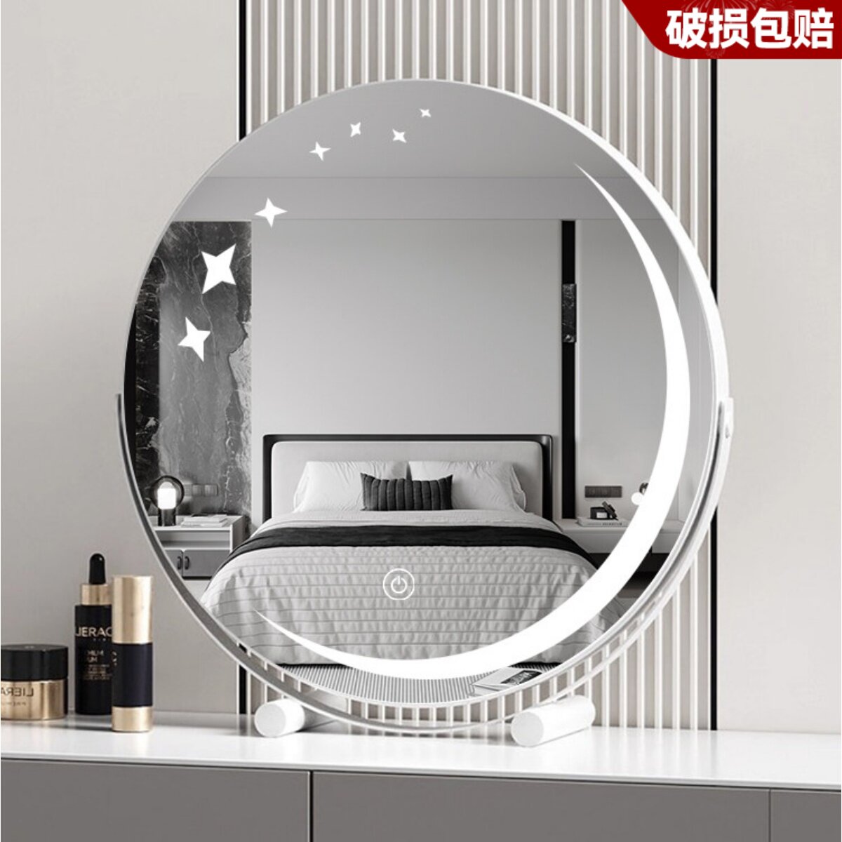 LED化妆镜台式桌面大号旋转镜补光宿舍卧室家用轻奢梳妆镜美妆镜