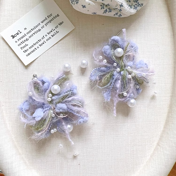 Margot手作周也同款耳环毛绒星星耳钉无耳洞耳夹女小众高级感耳饰