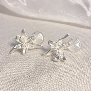 Margot手作鸢尾花耳环蚊香盘耳夹无耳洞女小众气质百搭花朵耳钉