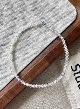 Margot手作施家白水晶手链手串小众精致百搭叠戴简约水晶手饰手串