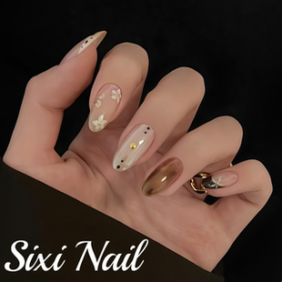 手工穿戴甲ins风法式 雕花高级感显白美甲贴片假指甲2025秋冬新款