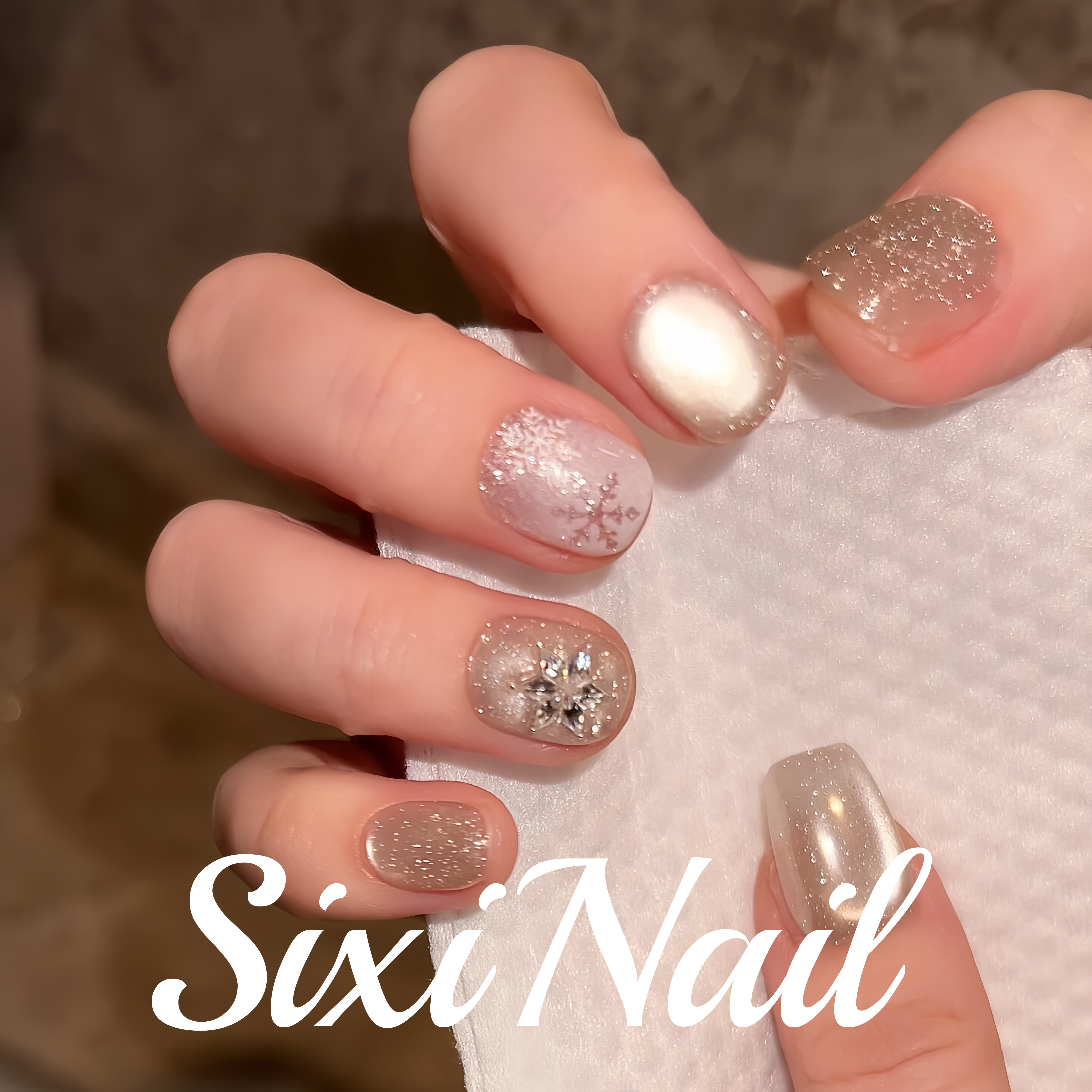 雪花氛围感少女感ins风猫眼纯手工穿戴甲显白指甲美甲贴片假指甲,彩妆/香水/美妆工具,穿戴甲/甲片,淘宝优惠券,粉丝福利购,淘宝优惠卷