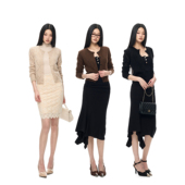 PEMPL·马海毛菱形格针织毛衣开衫