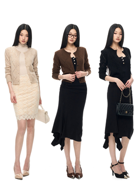 PEMPL·马海毛菱形格针织毛衣开衫