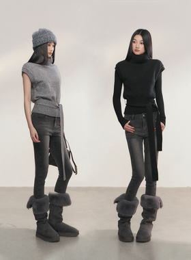 PEMPL·纯色保暖高领毛针织背心女秋冬叠穿宽松套头无袖上衣