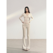 加绒微喇裤 PEMPL·V领长袖 带胸垫小胸显大性感显瘦上衣&低腰修身