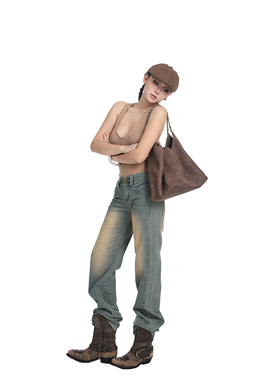 PEMPL 低腰牛仔裤女春夏新款宽松直筒显高显瘦长裤复古百搭裤子潮