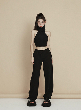 PEMPL 休闲裤女秋冬新款低腰宽松卫裤百搭直筒长裤显瘦束脚运动裤