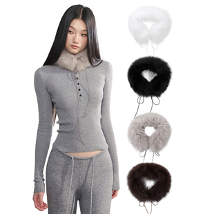 PEMPL·100%狐狸毛毛领秋冬保暖围巾围脖小巧思搭配皮草