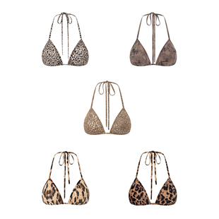 PEMPL性感豹纹比基尼辣妹文胸带胸垫内衣吊带背心女海边度假泳衣