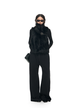 PEMPL·环保皮草金属皮袢无袖短款外套亲肤毛毛马甲上衣