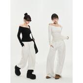 百搭长袖 PEMPL T恤内搭上衣 秋季 新款 简舒主义 斜肩亲肤弹力打底衫