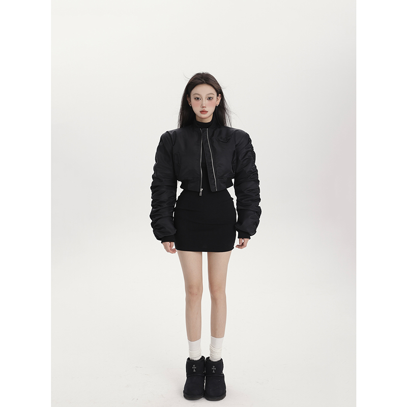 PEMPL超短款垫肩型夹棉保暖双色