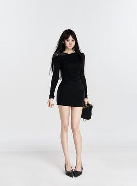 PEMPL邂逅迷雾 天丝羊毛蕾丝荡领假两件打底衫女修身显瘦内搭上衣