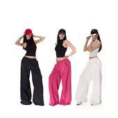 PEMPL·三色腰头毛须边设计拖地休闲裤 弹力直筒简约宽松卫裤 女