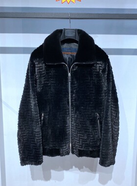 冬装 黑色翻领拉链 水貂 轻奢保暖 百搭通勤 男士皮草 裘皮 样衣