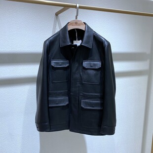 单排扣 黑色翻领 鹿皮真皮 轻奢百搭通勤 单皮衣 方仕 男士 26春装