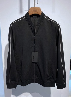 诺丁山 黑色棒球领拉链 无里衬 轻薄弹力透气 修身 百搭 男士夹克