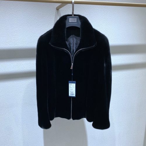 冬装黑色翻领水貂毛皮男士皮草