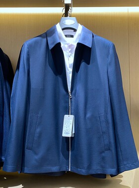 方仕 法莱凯帝 春秋装 蓝色翻领精纺羊毛 进口面料 百搭 男士茄克